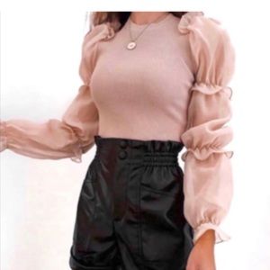 Zara pink puff sleeve top